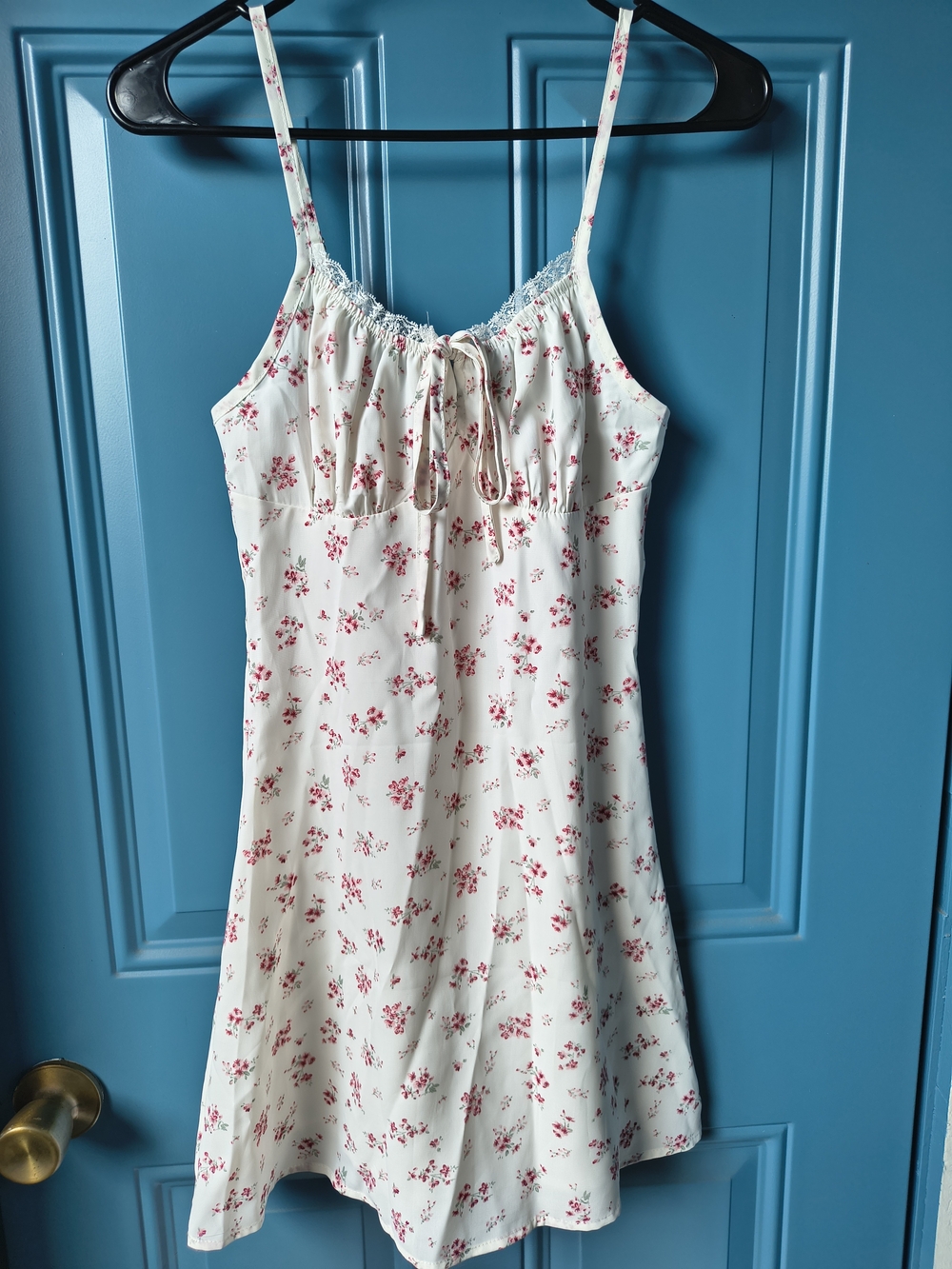 SHEIN White Slip Dress with Pink Floral Print